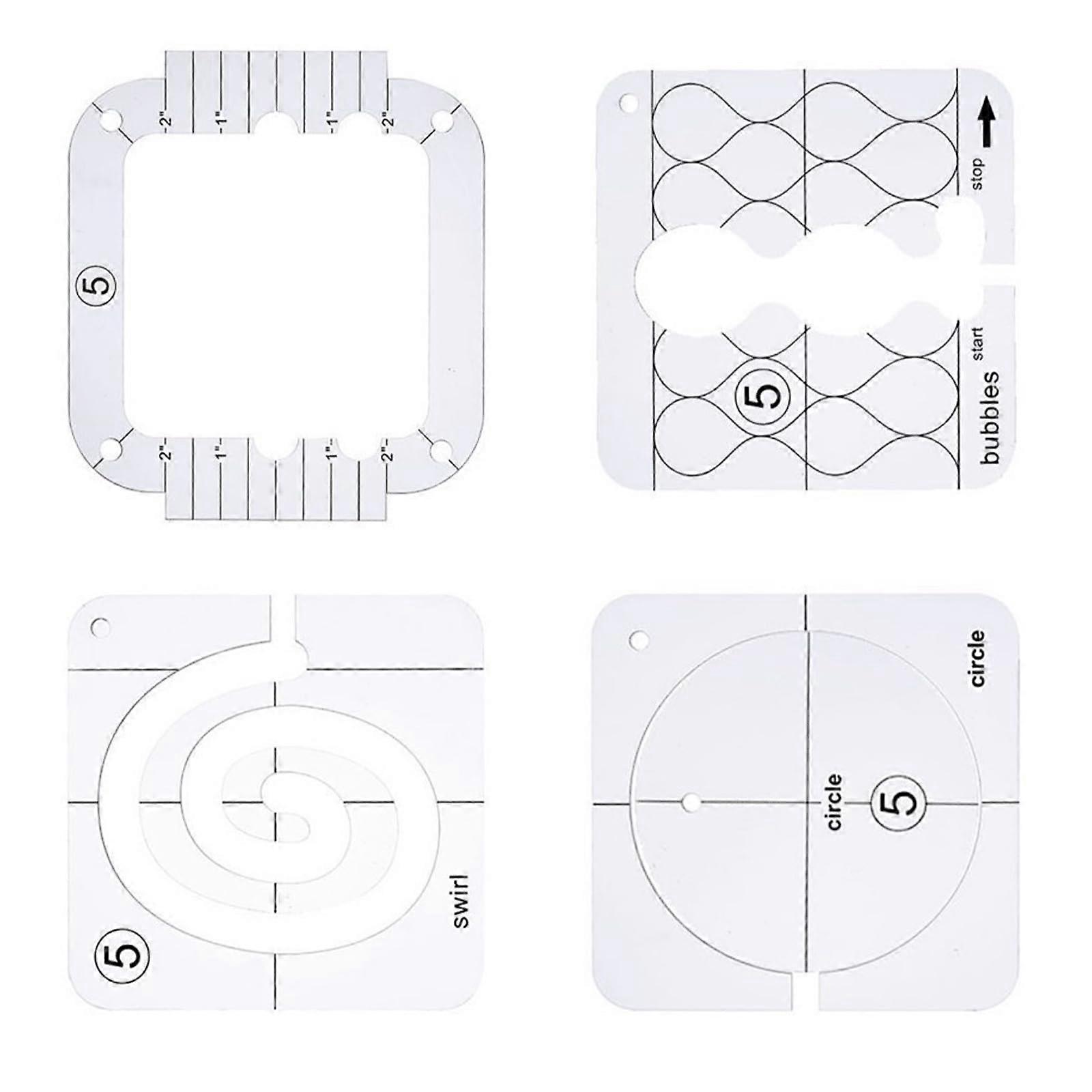 Quilting Ruler Templates 4pcs Clear Acrylic NonSlip for Sewing Patchwork Precise Measurement