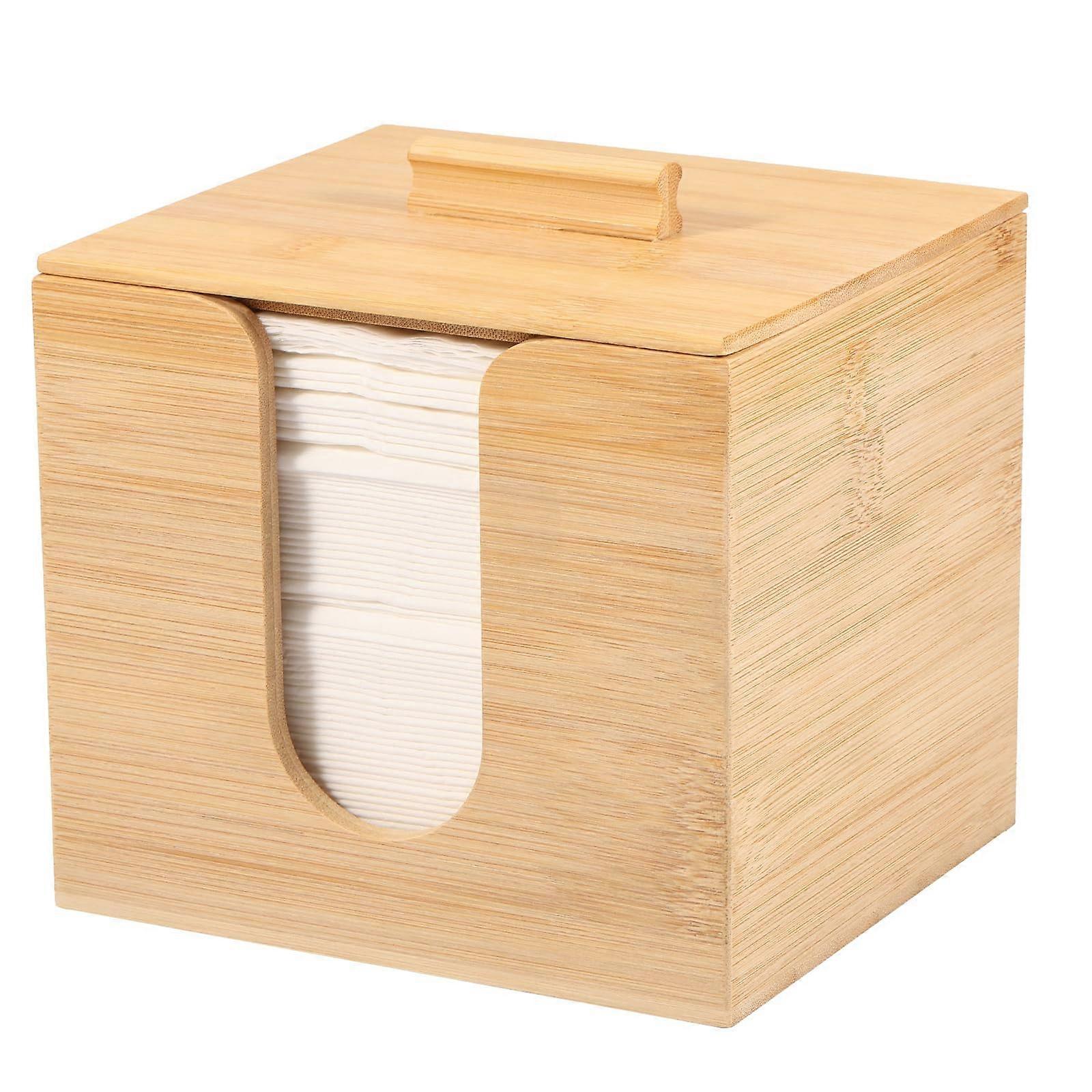 Bamboo Face Towel Holder with Dual Layer Space Saving Storage for Bathroom Countertop Use