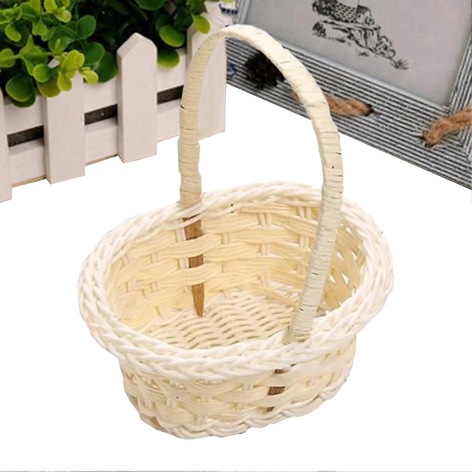 Mini Wicker Basket with Handle for Wedding Decorations, Small Rattan Basket for Storage and Display