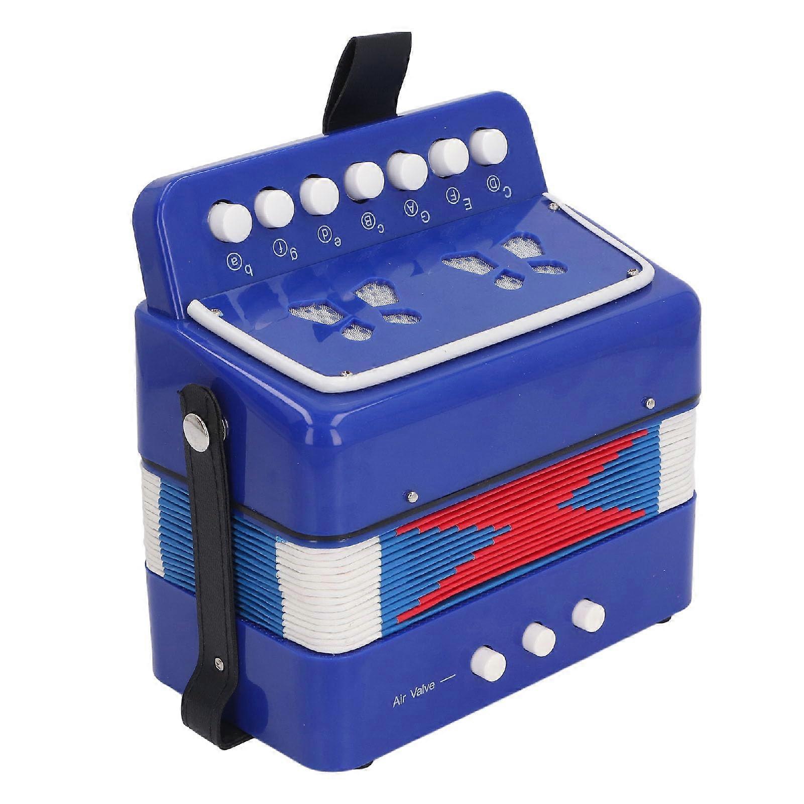 Kids Accordion for Beginners Blue, Easy Learning Button Design, Durable Bellows and Secure Strap