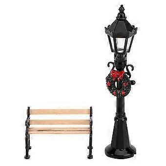Miniatura de poste de luz e cadeira para decoração, 1 conjunto com cores sortidas.
