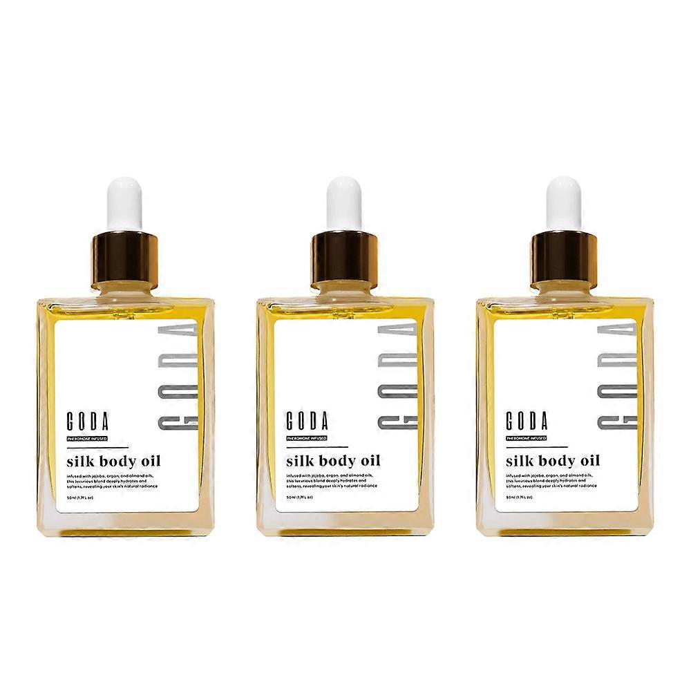 Huile corporelle GODA Silk (1 à 3 flacons de 50 ml), huile parfumée, huile pour le bain et la douche, pour une peau douce et une texture légère et agréable.