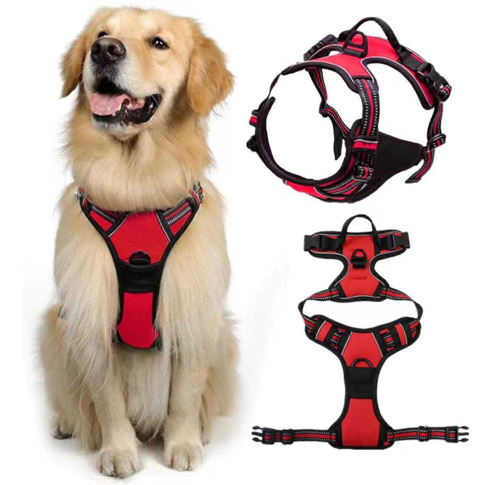 No Pull Dog Harness for Large Dogs, Reflective Adjustable Vest with Handle, Soft Padded for Walking