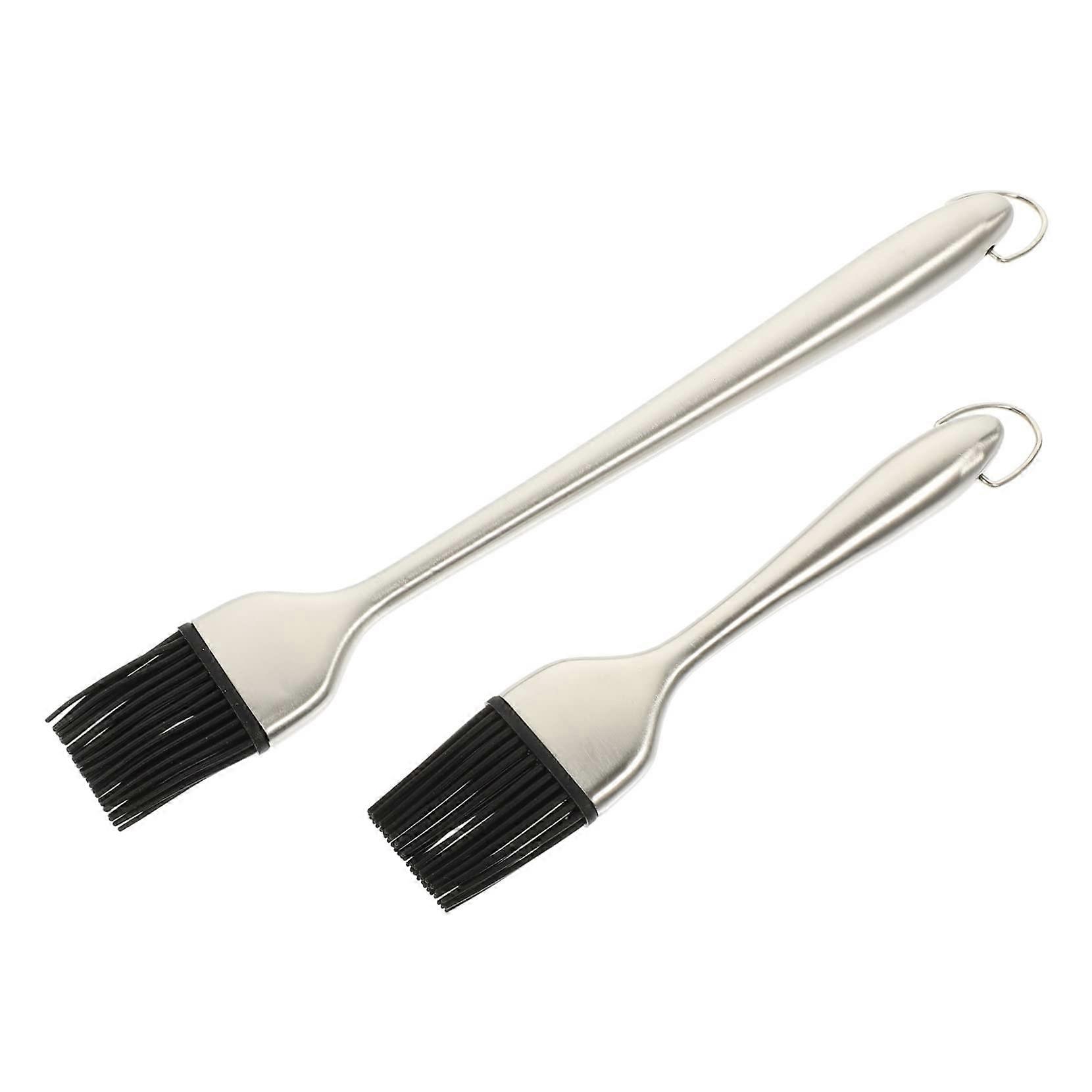 2pcs Silicone Basting Brush for BBQ and Baking with Stainless Steel Handle, MultiPurpose Cooking