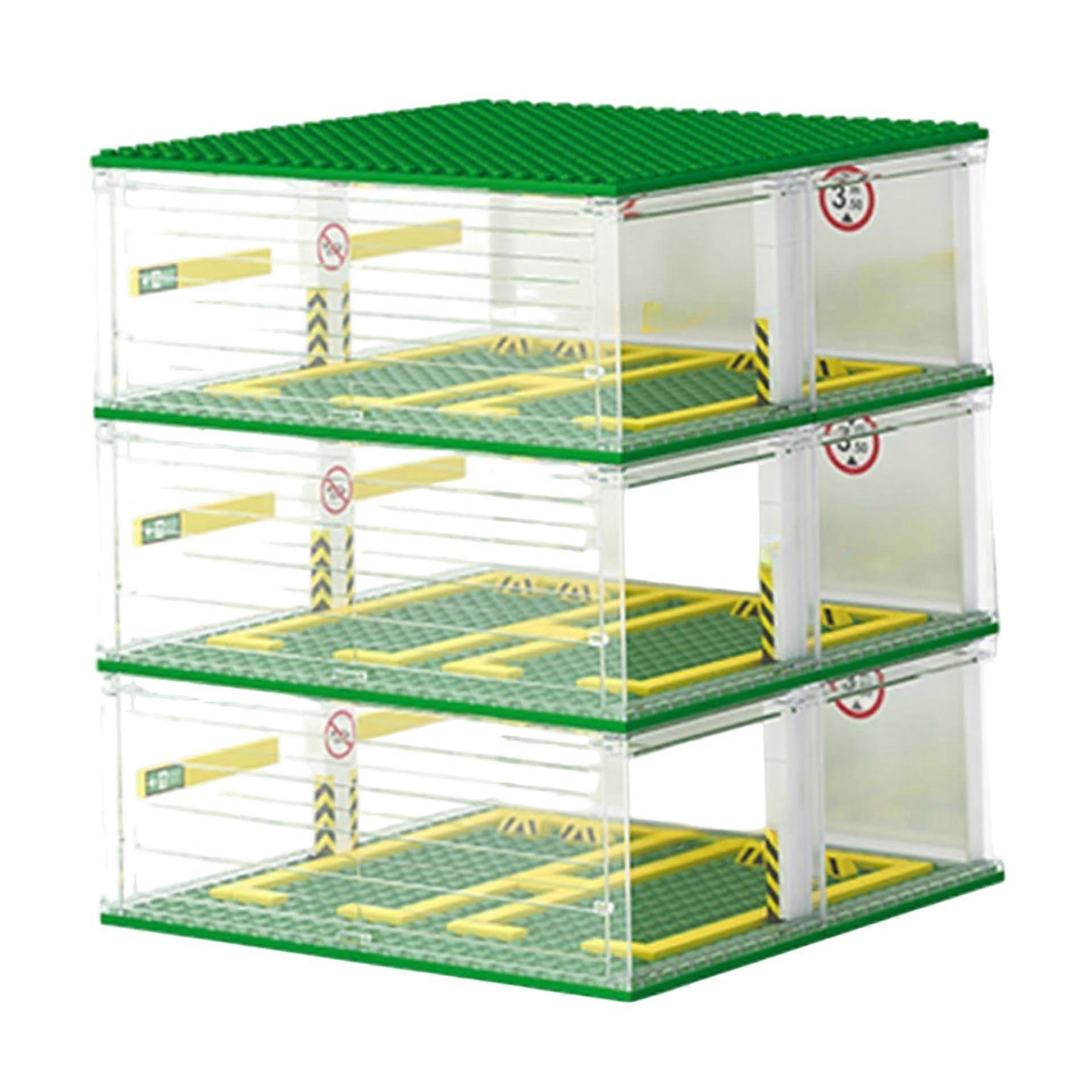 3Layer Model Car Display Case with 6 Grids, Dustproof Clear Panels, Sturdy Storage Organizer