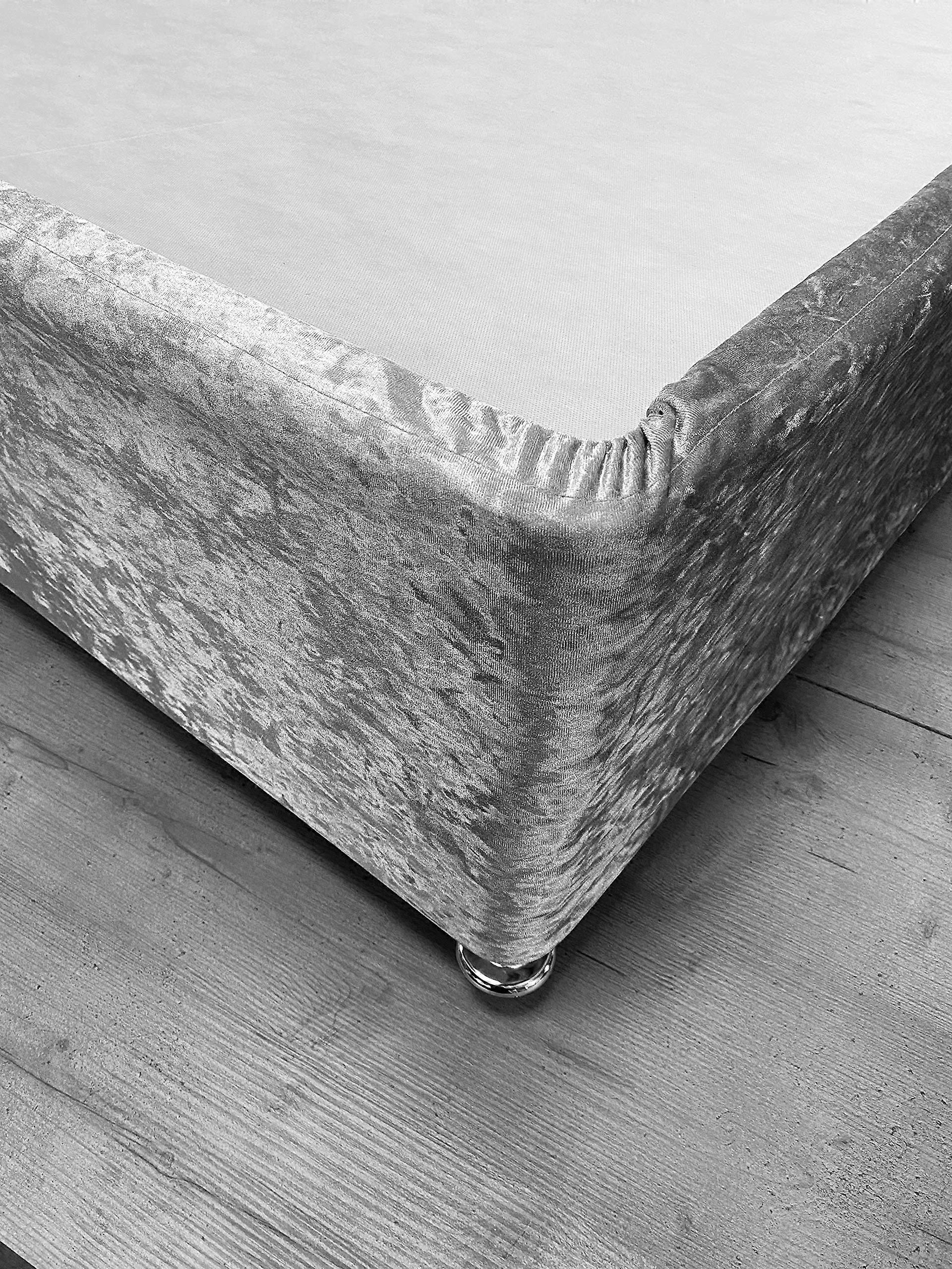 Velvet Divan Bed Base Cover Grey 38cm Deep Double with Durable Finish and Protective Silver Packaging