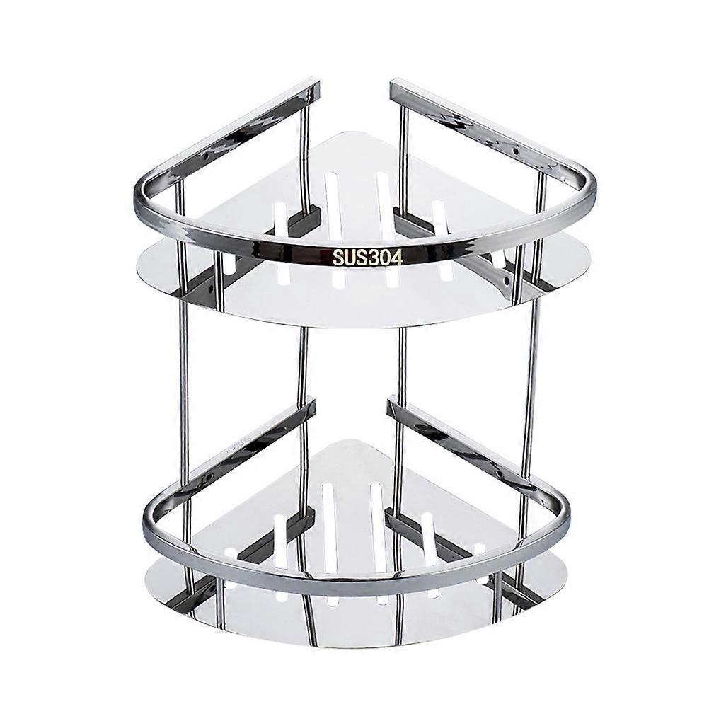 Double Layer Bathroom Shelf for Storage Use Stainless Steel Corner Rack