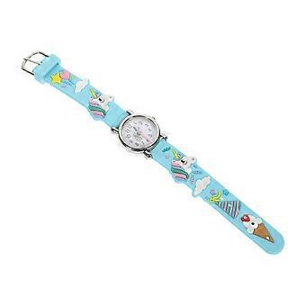 Bunte Kinderuhr mit Kunststoffarmband und niedlichem Einhornmuster