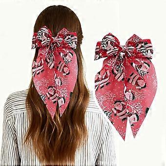 Weihnachtshaarschleifen für Damen, große weiße Chiffonschleife, festliches Haaraccessoire für Mädchen