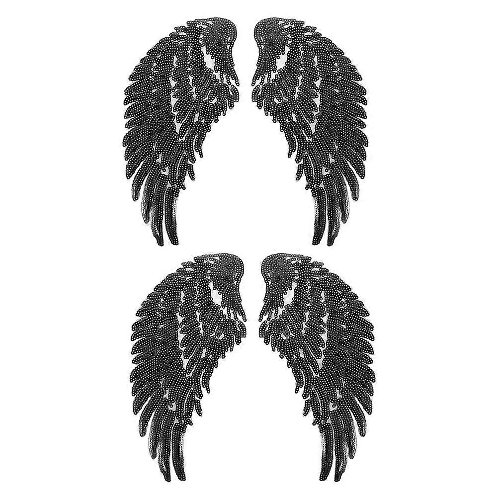 Sequin Clothes Patch Angel Wings Patch for Clothing Decor 2Pairs Iron-on