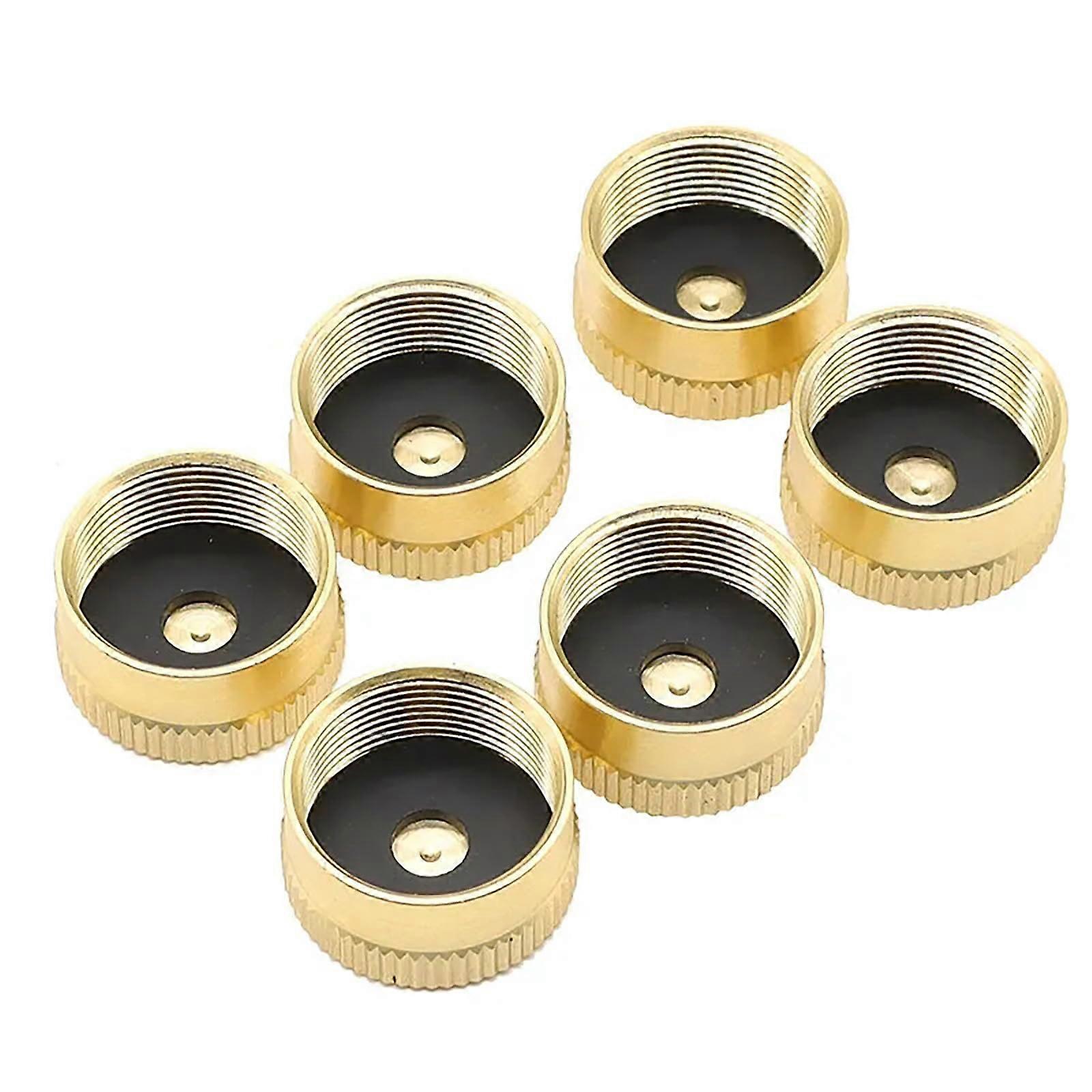 6pcs Solid Brass Propane Bottle Caps for 1 lb Propane Cylinders, Durable Universal Refill Covers