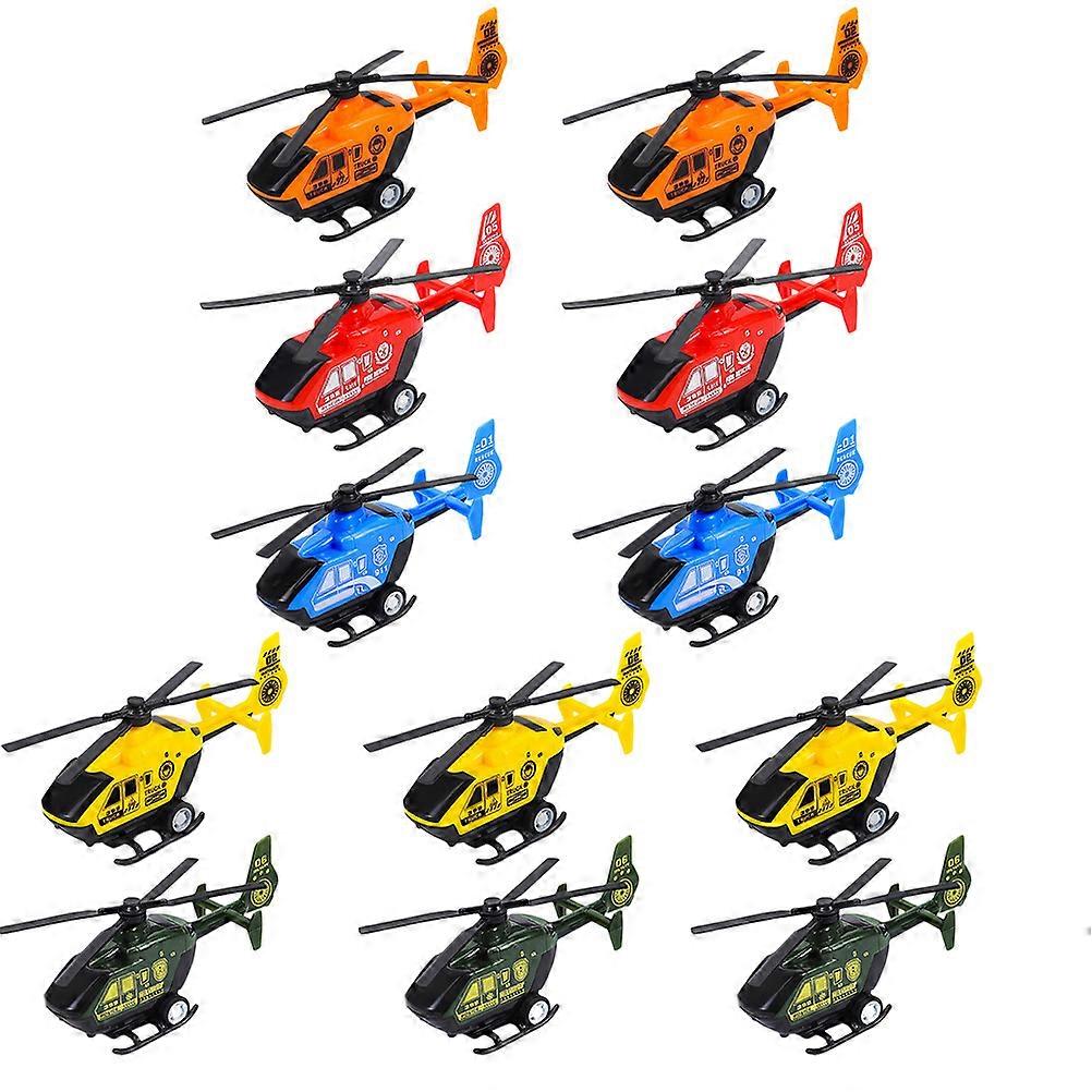12Pcs Barn Fly Leker Pull Back Power Helikopter Leker Pullback Helikoptre