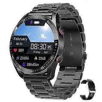 Wasserdichte Sport-Fitness-Tracker-Smartwatch mit Bluetooth-Anruffunktion für Herren, Musikplayer, Edelstahlarmband