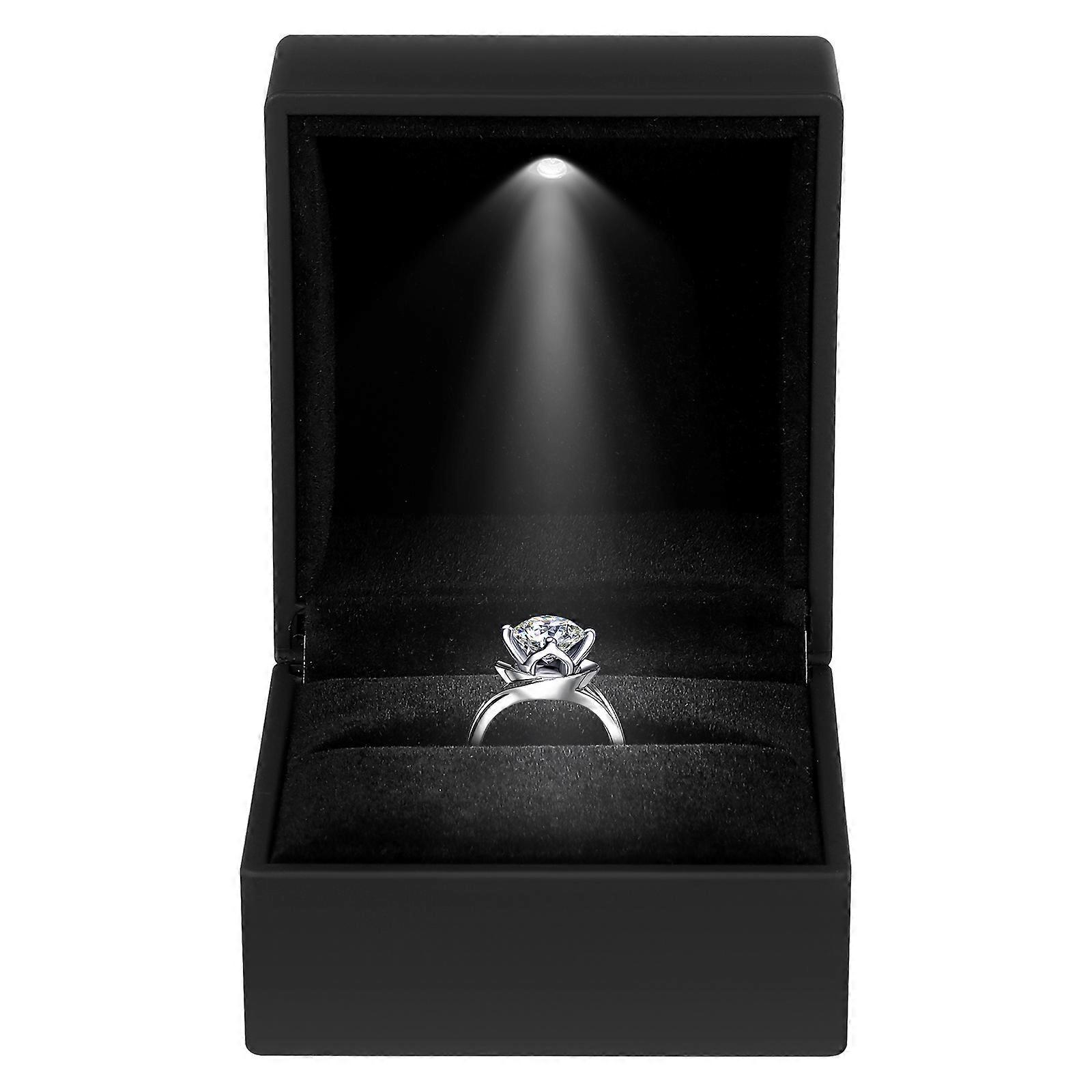 Wedding Ring Box Vorcool LED Lighting for Proposal Black Case