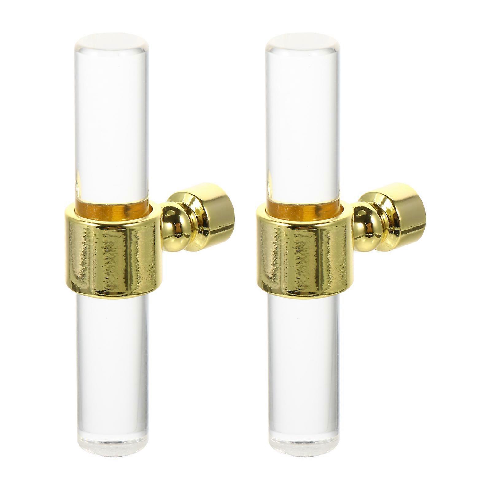 Golden Acrylic Door Pull Knobs for Bathroom 2Pcs Drawer Pulls