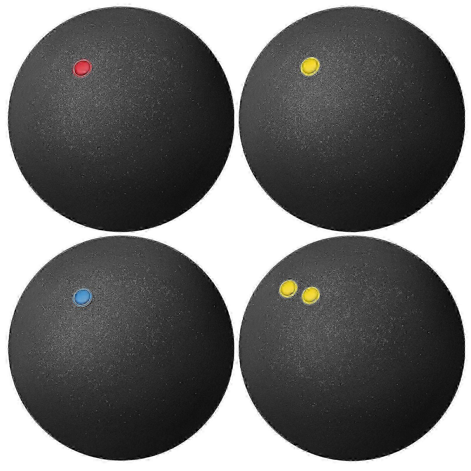 Squash Balls 4 Pack 3 Single Dot 1 Double Dot High Elastic Rubber Training Balls
