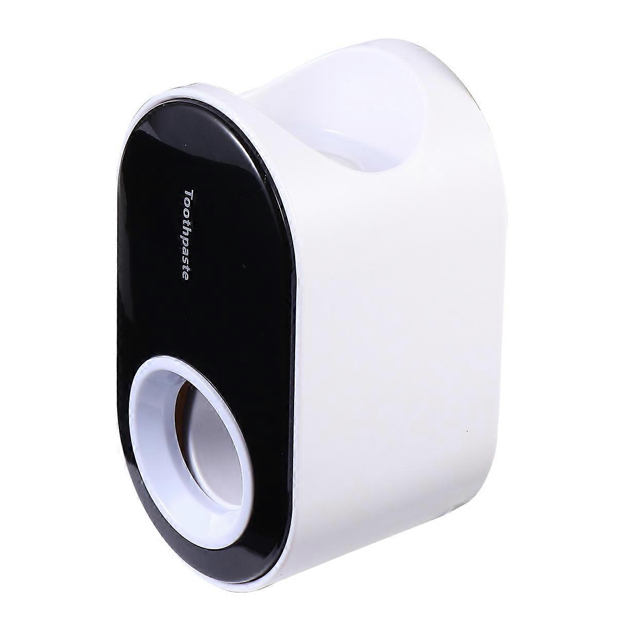 1pc Bathroom Wall Mounted Punch Free Toothpaste Storage Rack Squeezer Black