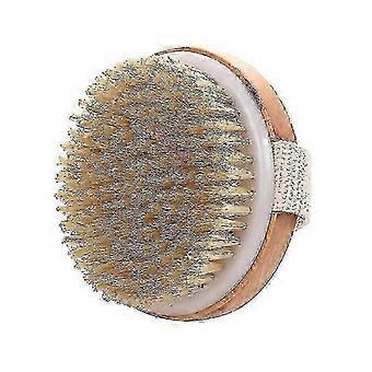 Body Brush Dry Skin Bath Shower Brush Back Scrubber Natural Bristles Exfoliating Cellulite Brush Bamboo Wood(2pcs ,brown)