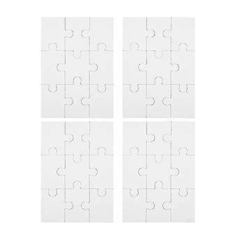 4 sheets of Blank Jigsaw Puzzle Pieces Sublimation Heat Transfer Rectangle Puzzles Toys