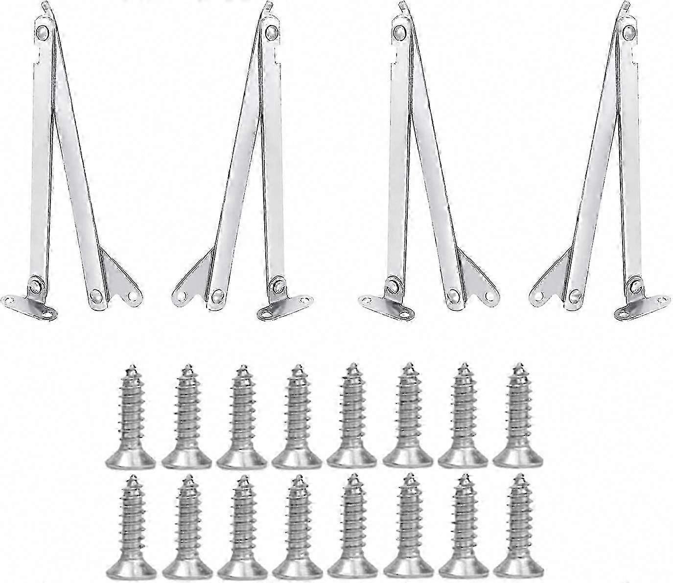 4-Piece Cabinet Flap Support Hinges for Wall Mounted Folding Table - Silver