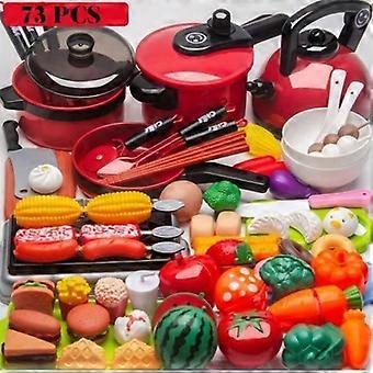 73 Pcs Plástico Crianças Brinquedos de Cozinha Conjunto de Utensílios de Alimentos Jogar Brinquedos de Comida Presente para Crianças Meninas Meninos