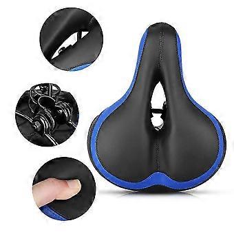 Thicken Breed Comfortabel Fietszadel MTB Mountain Road Sponge Zadelkussen (Zwart en Blauw)
