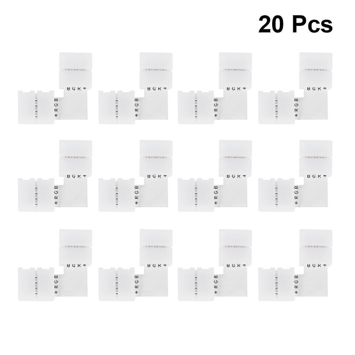 20pcs L Type Led Corner Connector Corner Clips Led Strip Adapter Light Accessory White