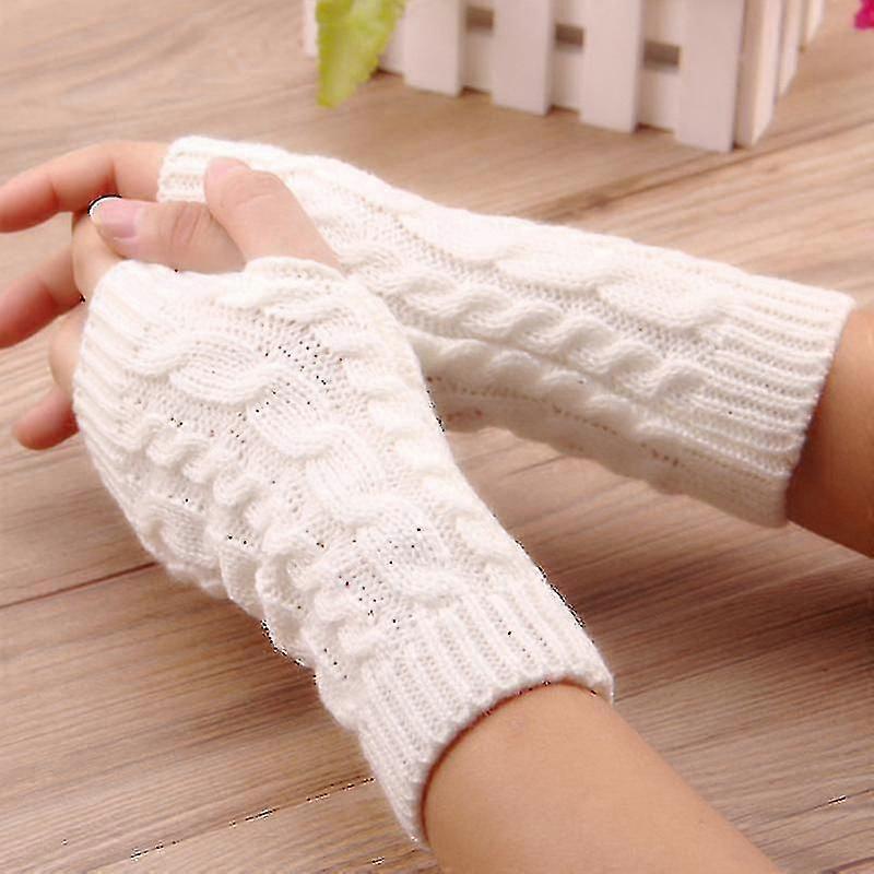 Lady Vinter stickade handskar Handled Arm Hand Fingerless Vantar