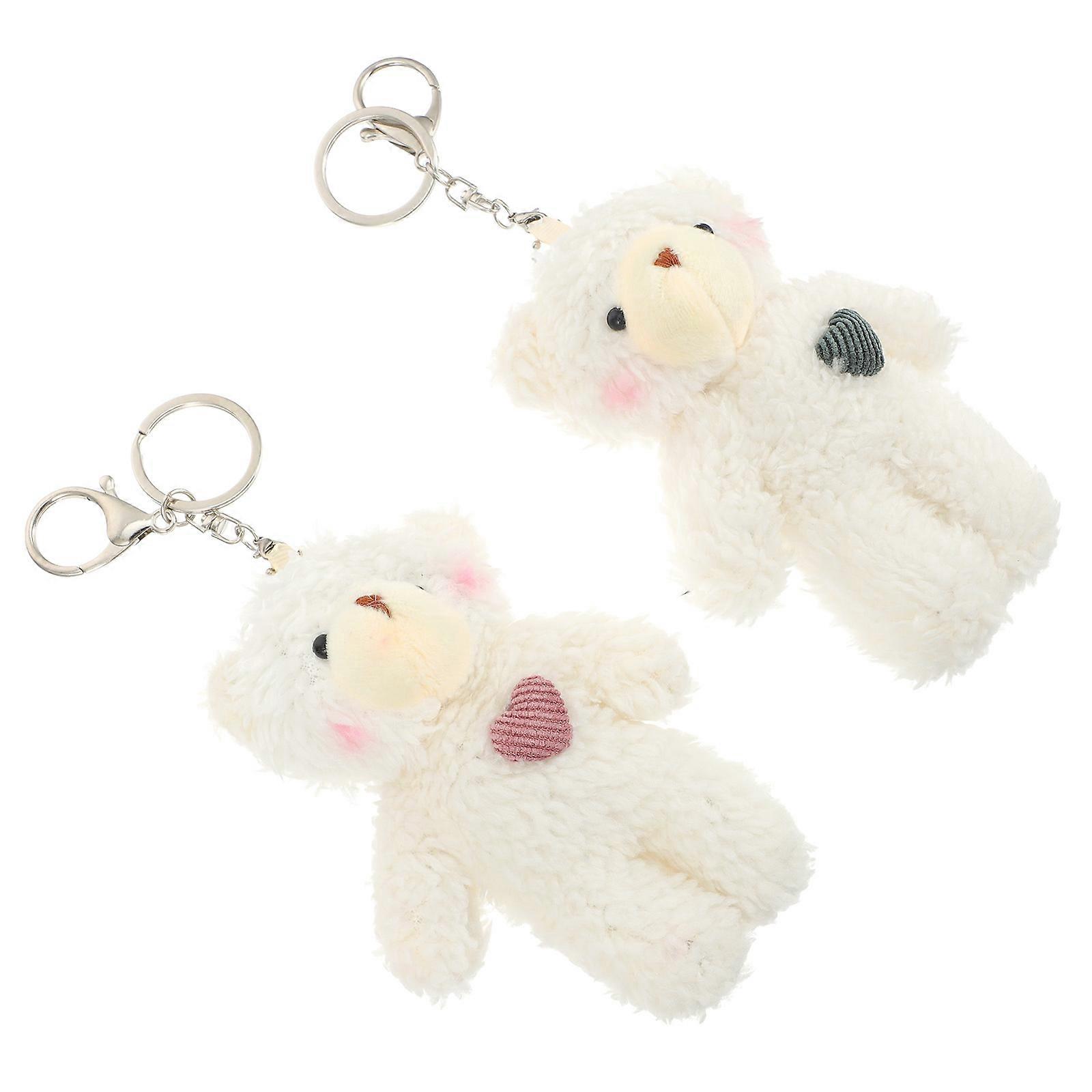 Bear Keychain Hanging Decor for Keys 2Pcs Small Bear Pendant Set