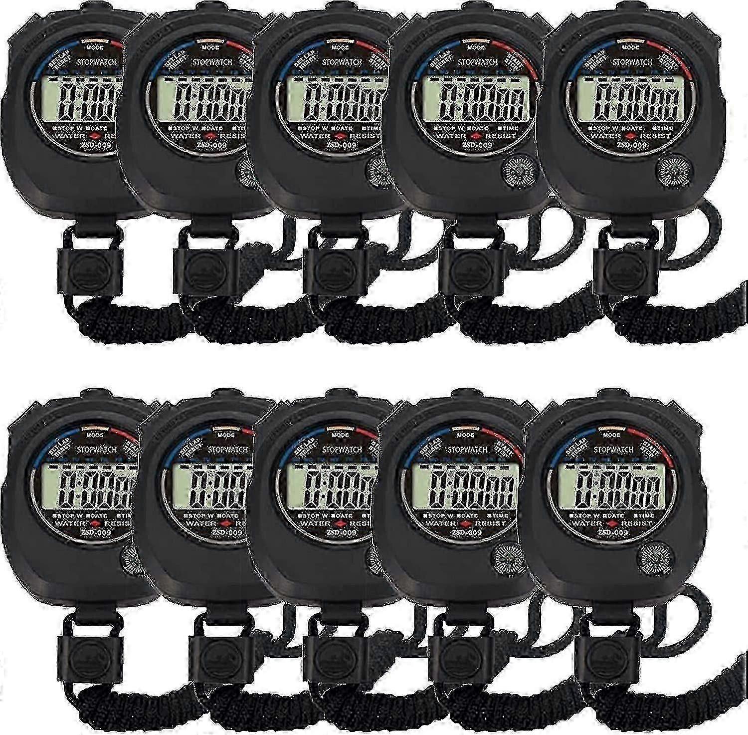10 pcsMulti-function Electronic Digital Sport Stopwatch Timer, Large Display With Date Tim