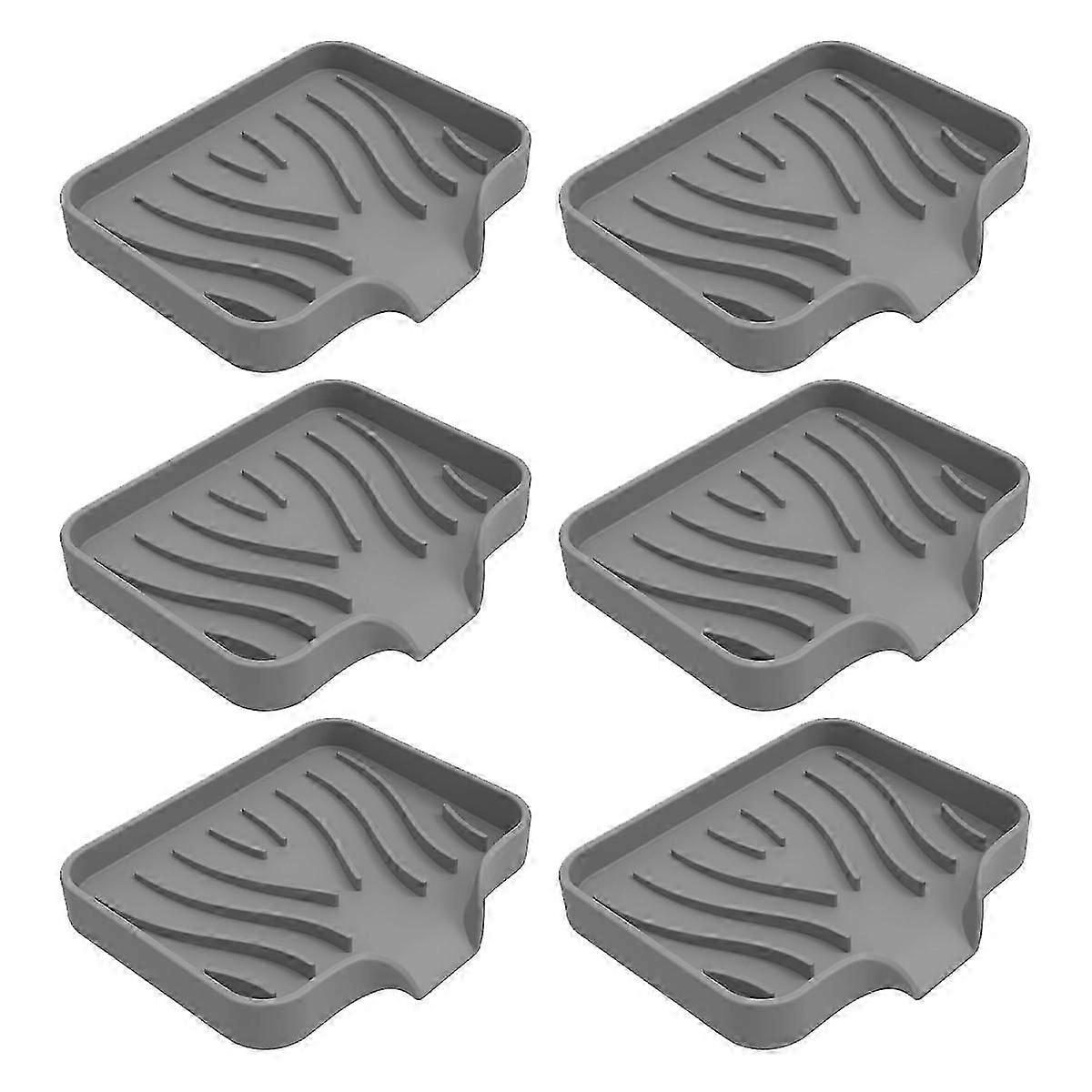 6pcs washbasin soap tray - gray