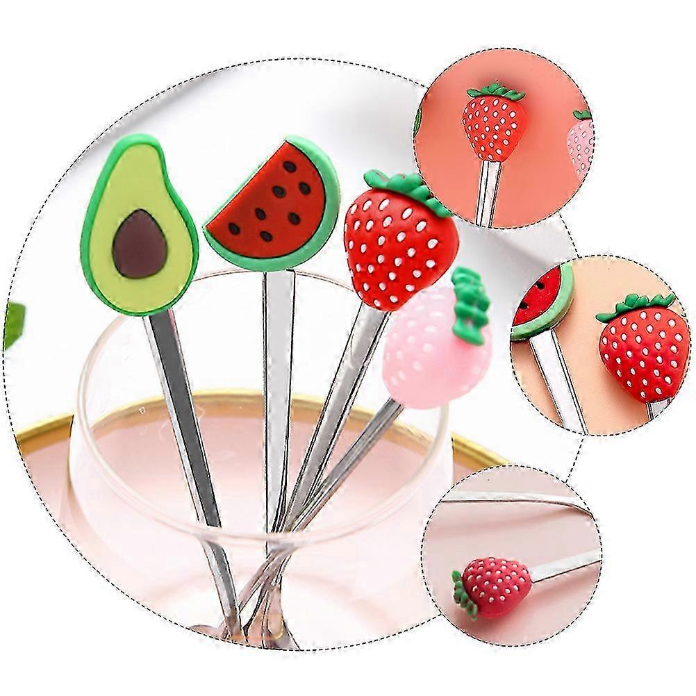 4PCS Creative Fruit Shaped Tableware Stainless Steel compatible withk Spoon Eating Tools