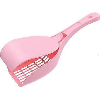 Cat Litter Scoop with Lid, Plastic Cat Litter Shovel with Handle Easy to Use Portable Cat Litter Scooper (Pink)