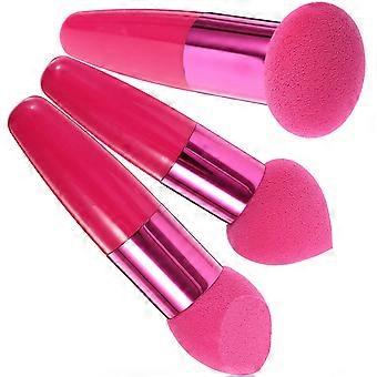 Meizhuangbi Foundation Brush for Makeup 3Pcs Rosy Latex Wet Dry Sponge Brushes