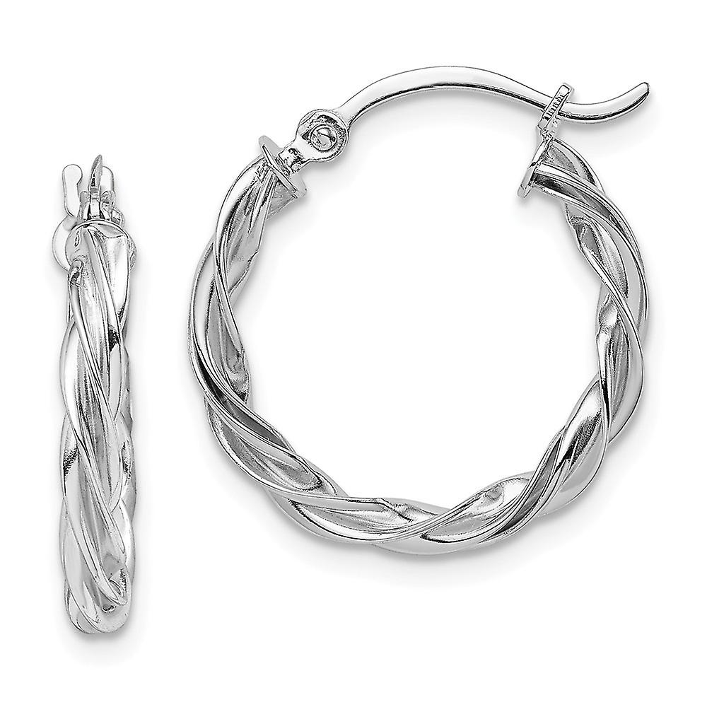 14k Polished White Gold Twisted Hoop Earrings 20.5x19.25mm Wide 2.5mm Thick-Hoop Earring for Women