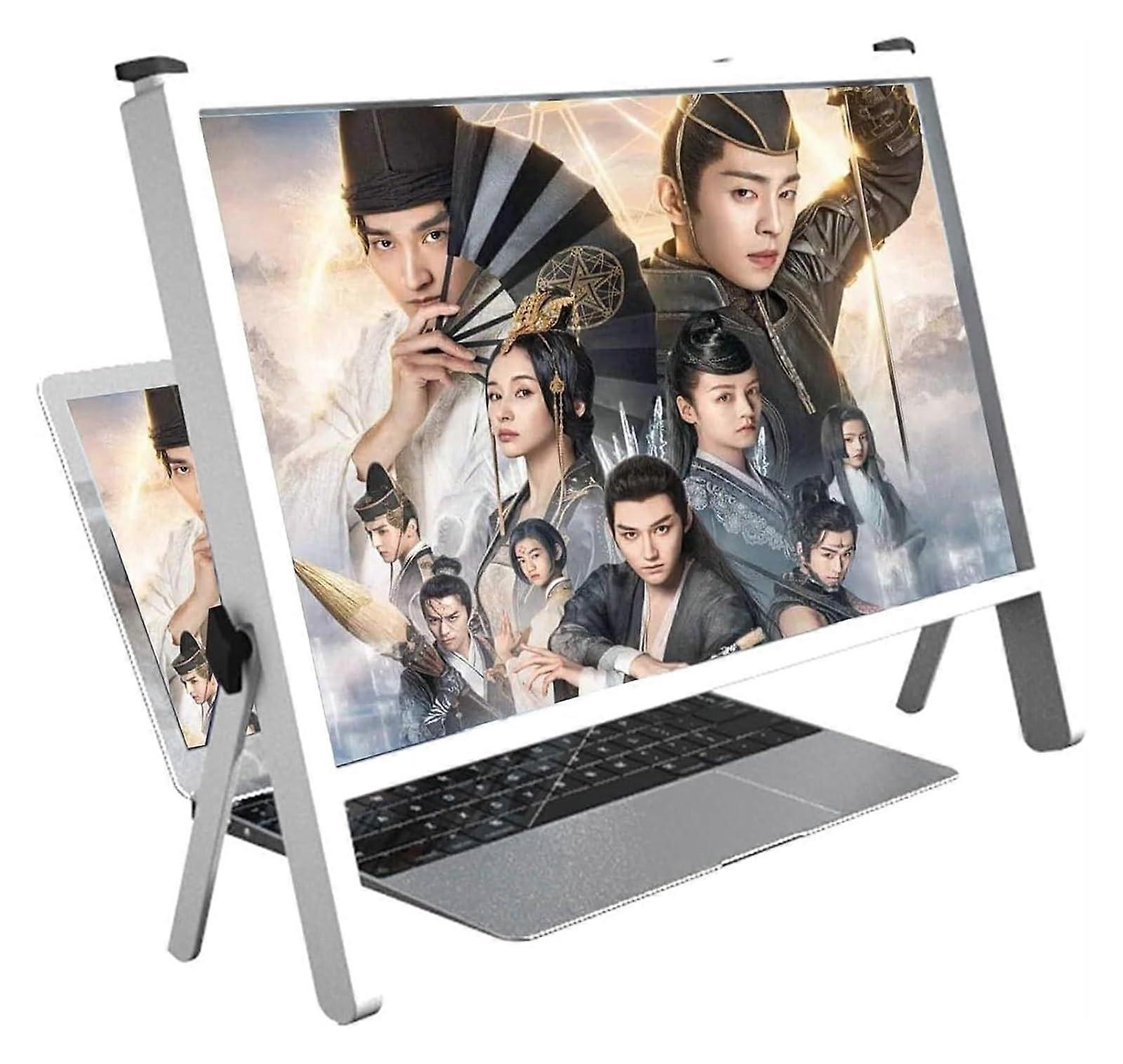 Laptop Screen Magnifier with Wide Screen View, Foldable Stand, Adjustable White Computer Enlarger
