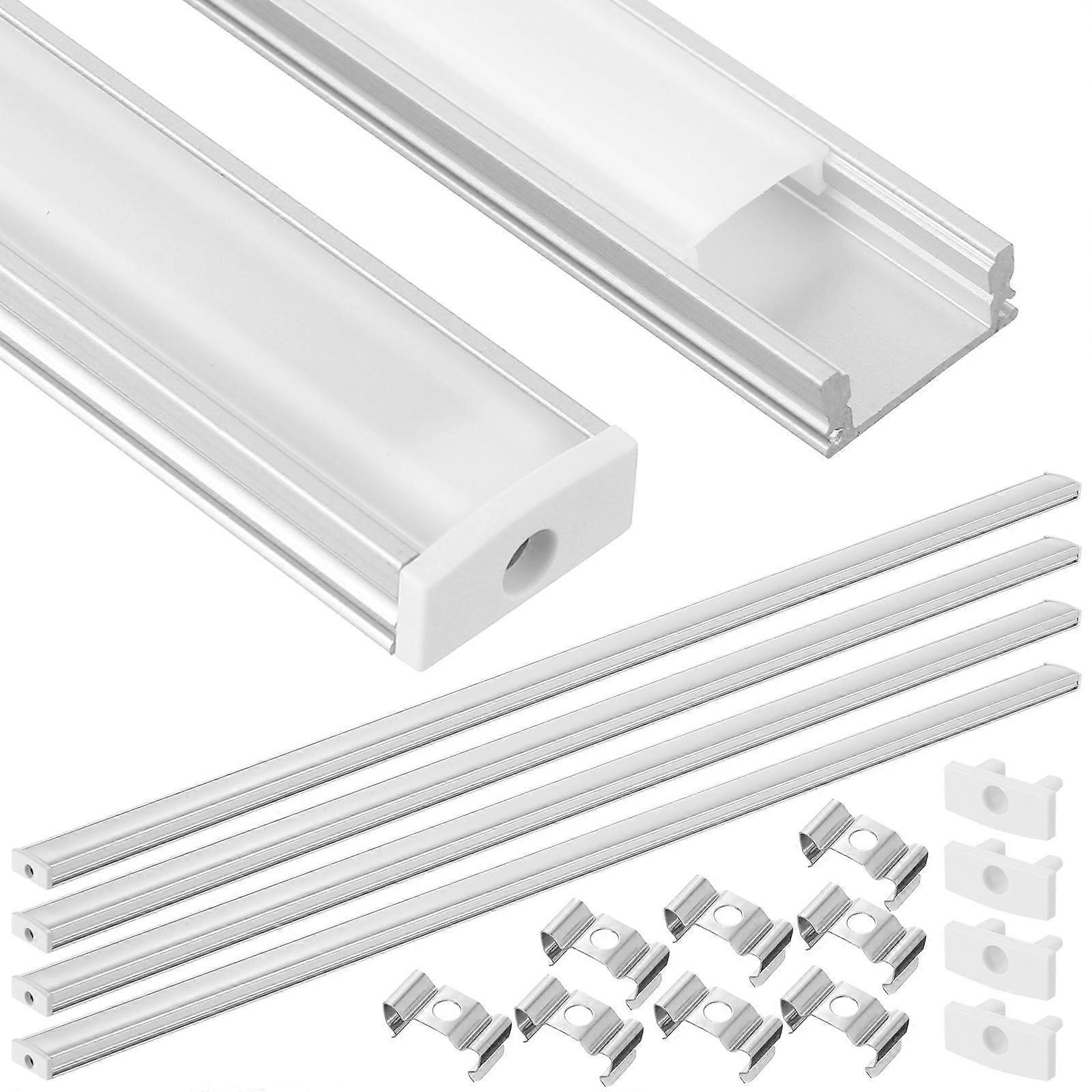 LED Channel System Silver U-Shape LED Diffuser for Protection 4Sets