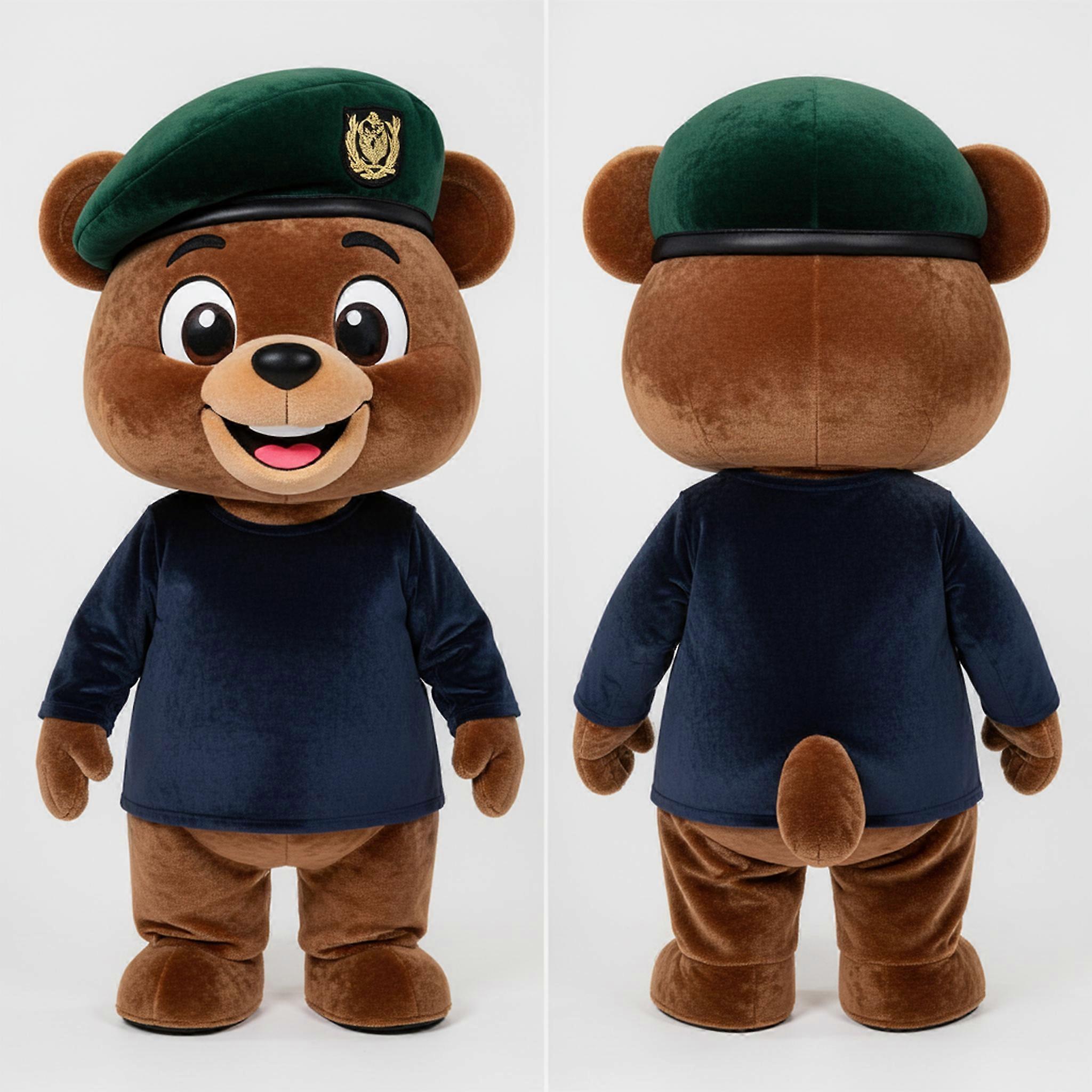 MASTICOT Deep Forest Green Soldier Bear Mascot