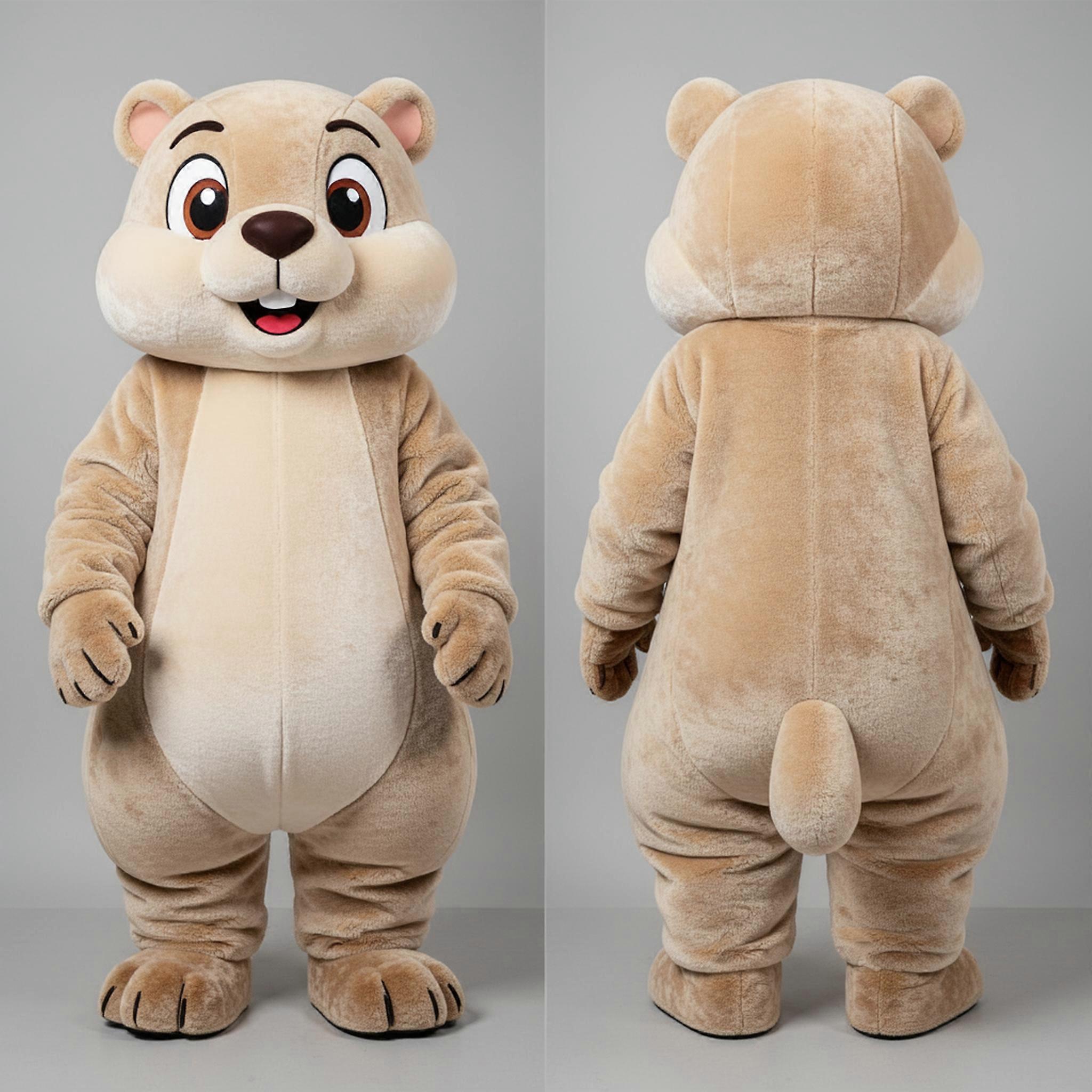 MASTICOT Beige Plush Rounded Marmot Mascot