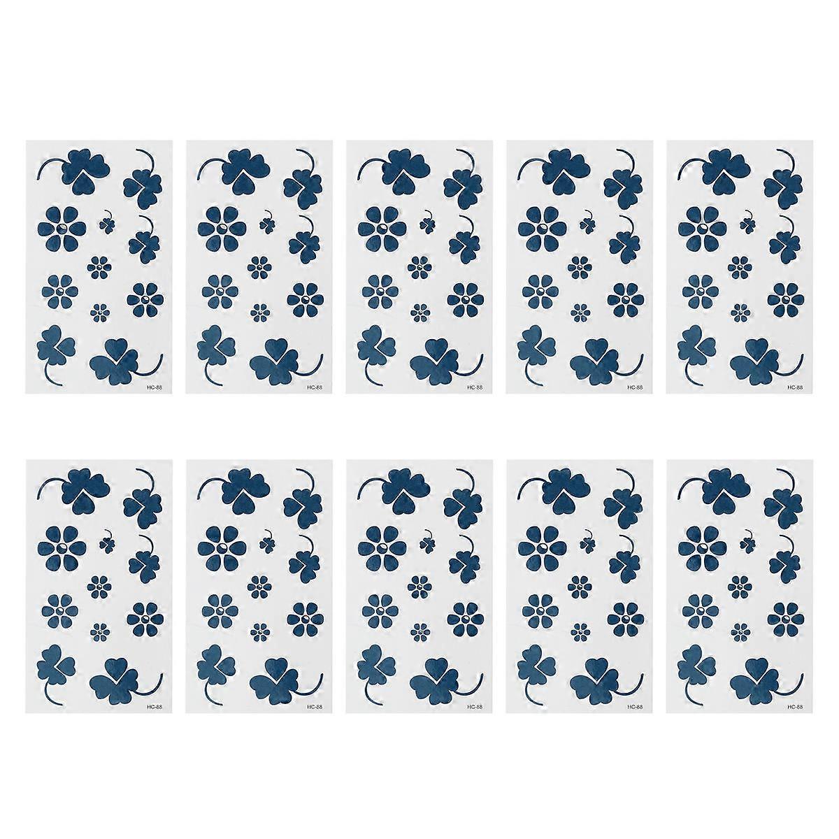 Four Leaf Temporary Tattoos for Decoration 10 Sheets Waterproof