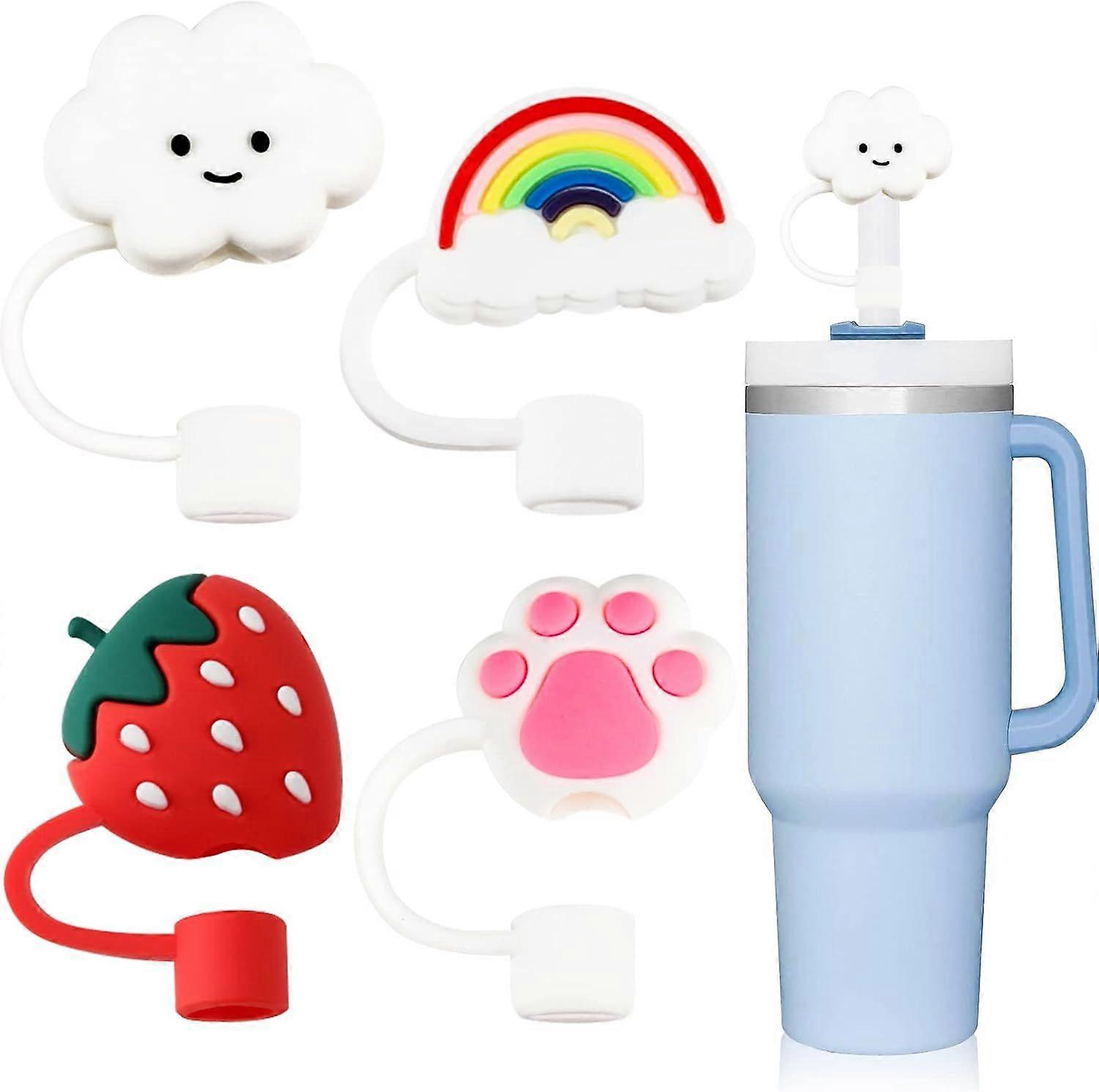 Reusable Silicone Straw Covers, Cloud-Shaped, Leak-Proof Portable Tips