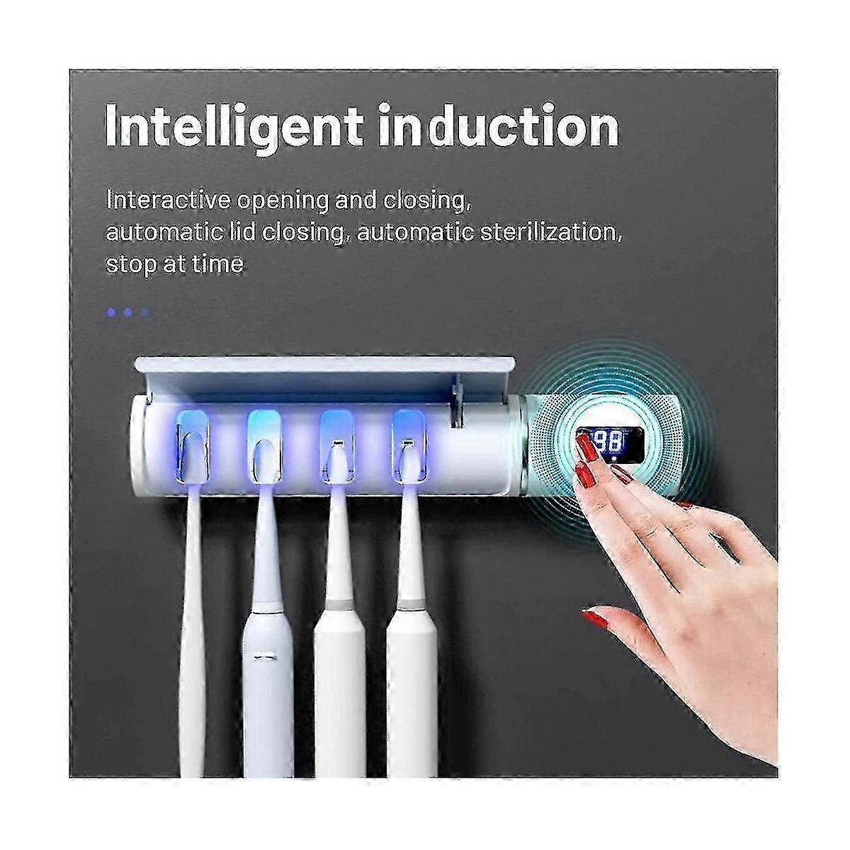 UV Toothbrush Sterilizer Holder, Wall Mount, Automatic Induction, Bathroom Accessory