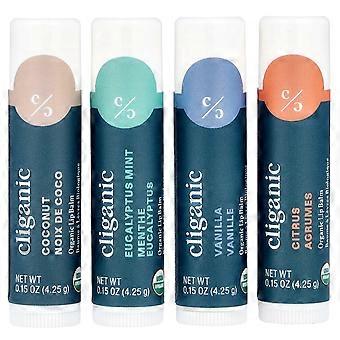 3 x Cliganic, biologische lippenbalsem set, "Sweet Bliss", 4 stuks, elk 0,15 oz (4,25 g).