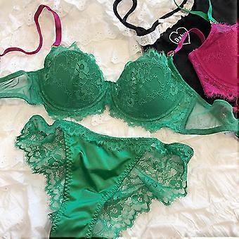 Women Lace Embroidery Underwear Set Sexy Push Up Bra Set French Romantic Lingerie