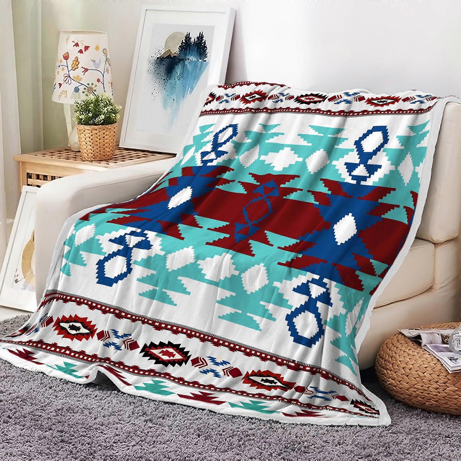 Soft Vintage Flannel Aztec Blanket