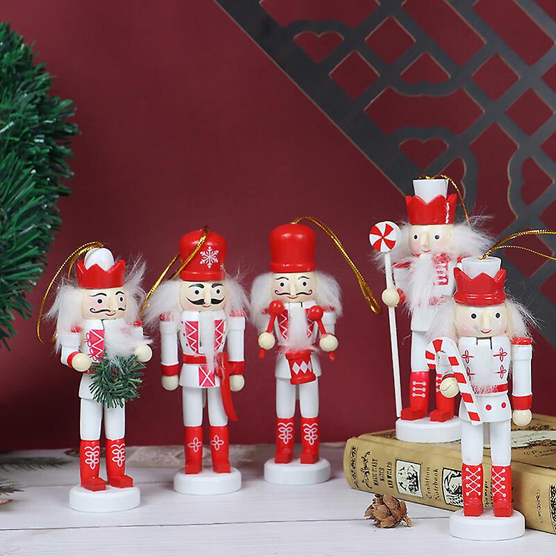 Random 1 Pcs 12cm Nutcracker Puppet Christmas Ornaments Desktop Decoration Cartoon Band Dolls