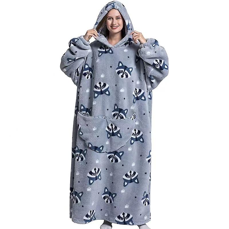 Winter Warm Hooded House Wear Oversize Slacker Blanket Thickened Flannel Can Wear Blanket Christmas Gifts A1