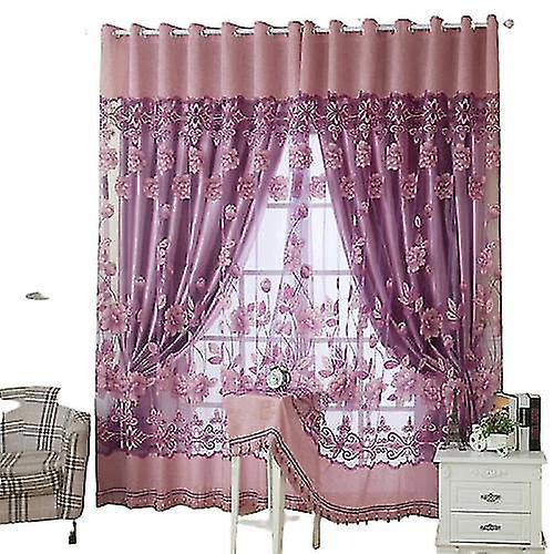 2pcs Floral Pattern Window Curtains