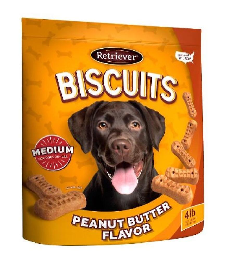 Retriever Biscuits 4 lb Peanut Butter Flavor Treats for Medium Dogs 20+ lbs