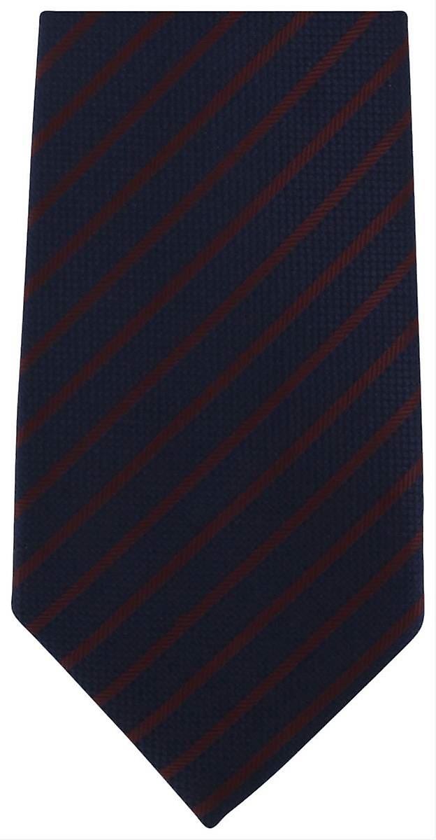 Michelsons of London Striped Extra Long Polyester Tie - Navy/Wine